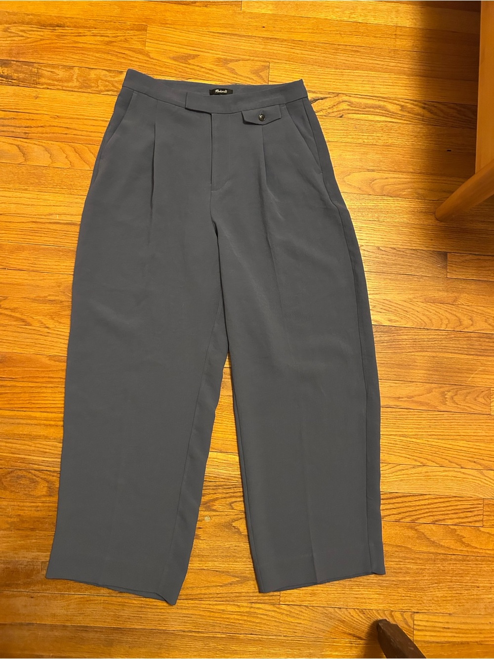 Madewell Dusty Blue Pleated Wide-Leg Trousers